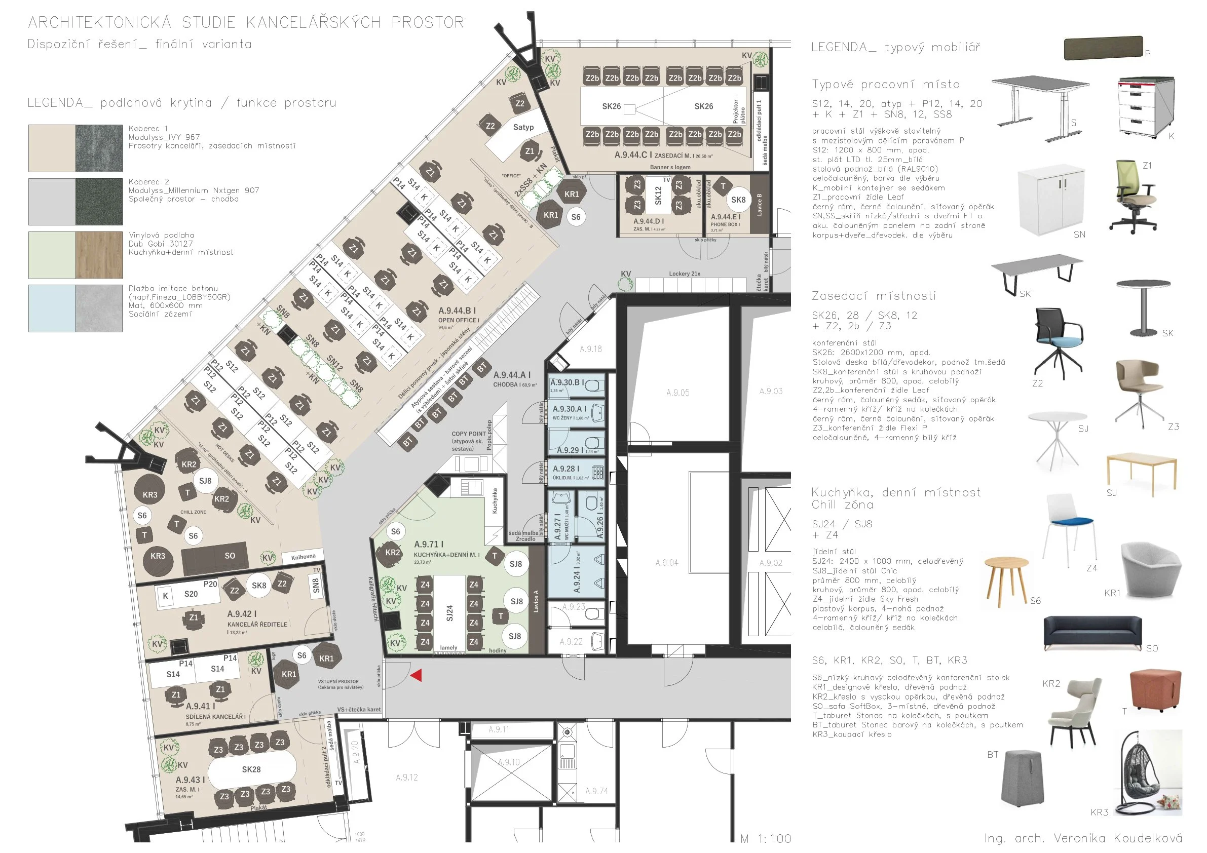 Architektická studie kancelářských prostor